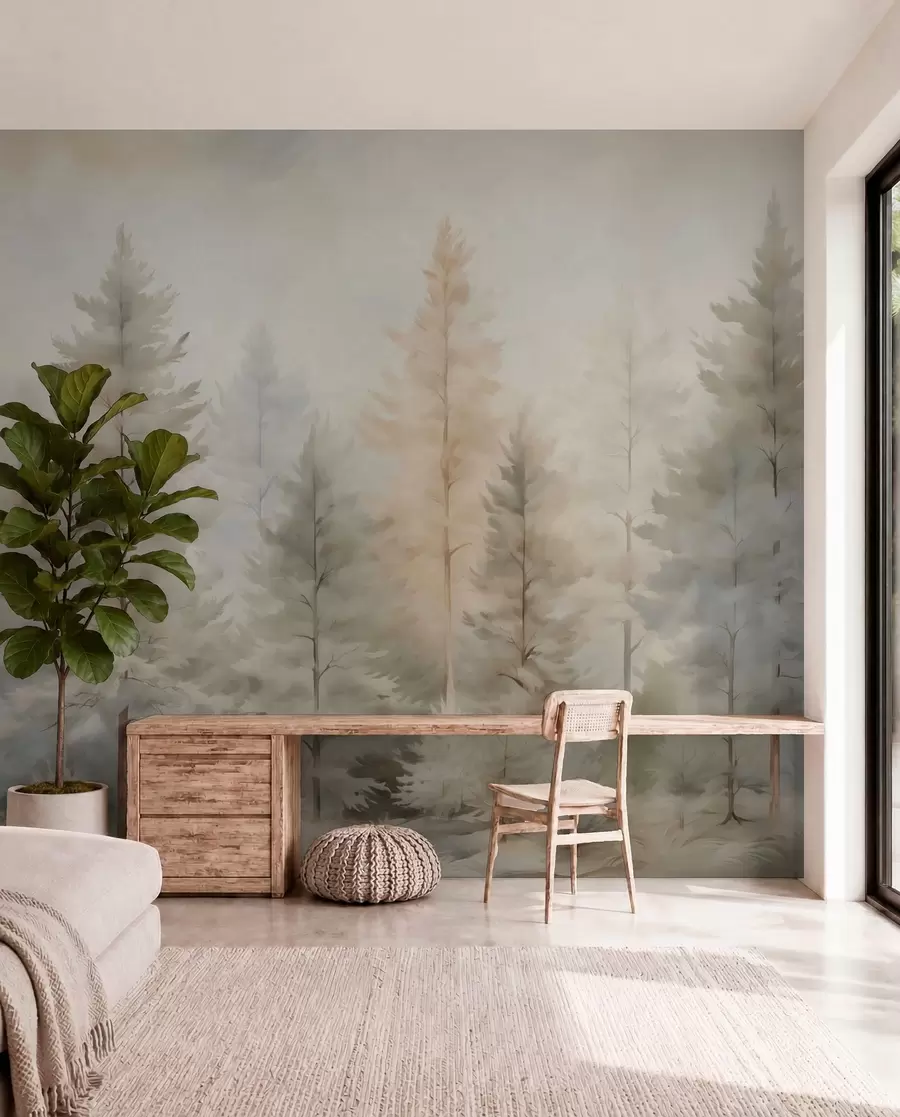 Fotobehang Naaldbos w04975