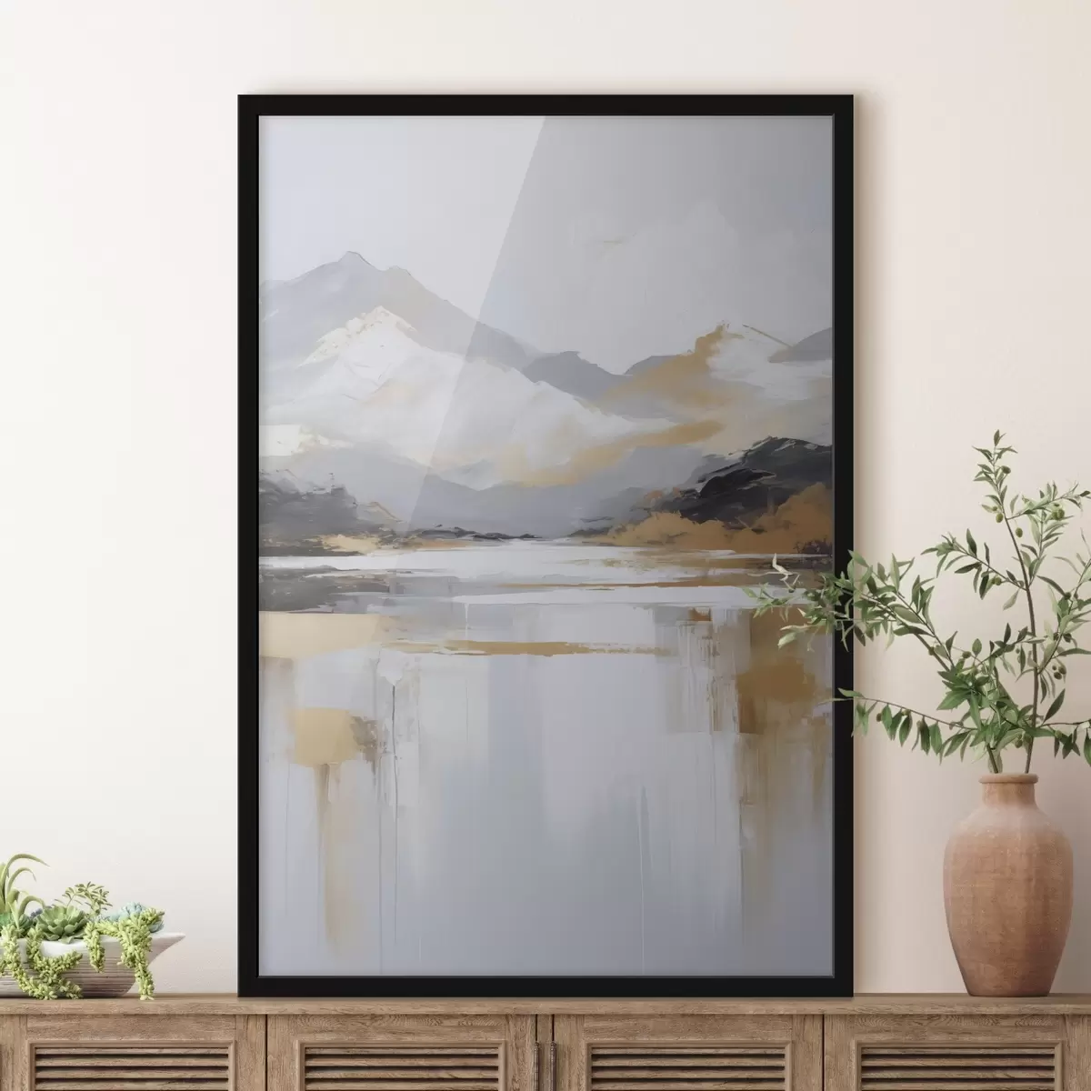 Affiche Imitation abstraite d'un paysage montagneux peint f46841