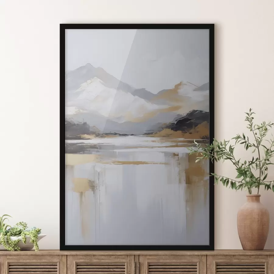 Papier peint photo Imitation abstraite d'un paysage montagneux peint f46841