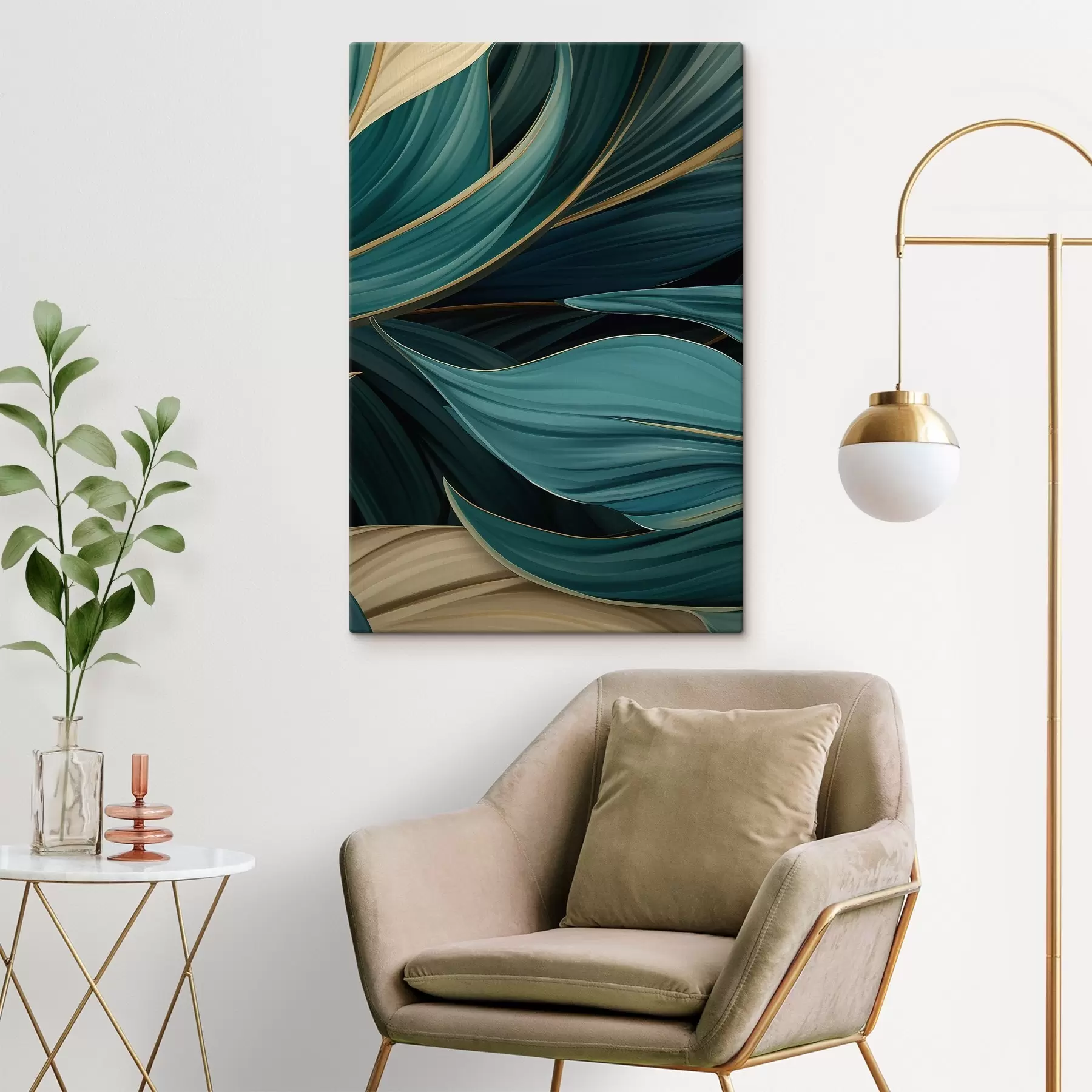  Schilderijen Groene abstracte bladeren s46879