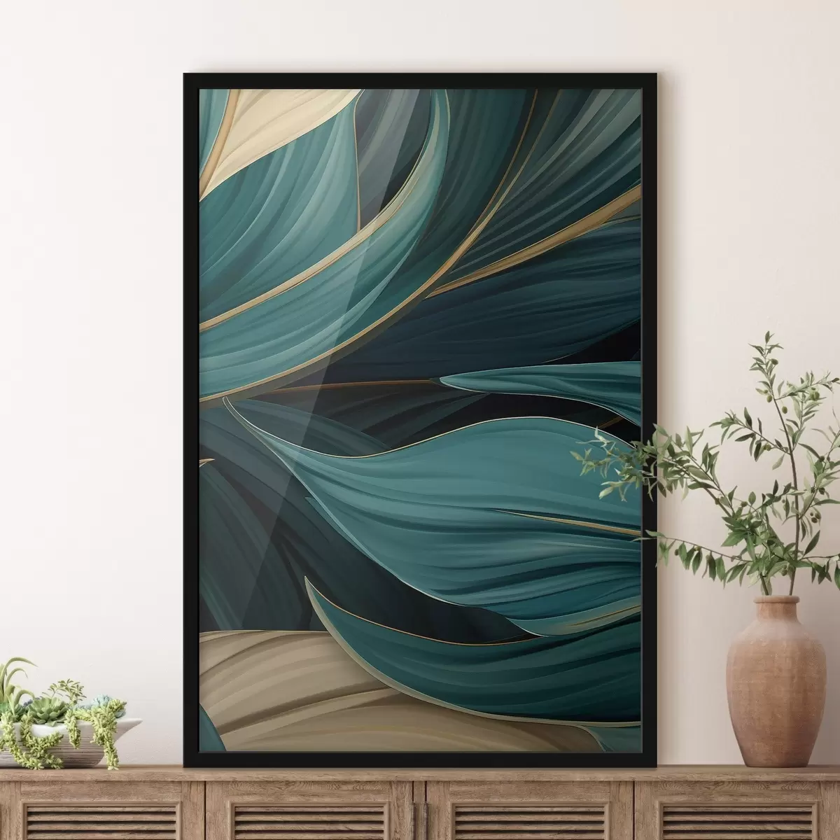 Poster Groene abstracte bladeren f46879