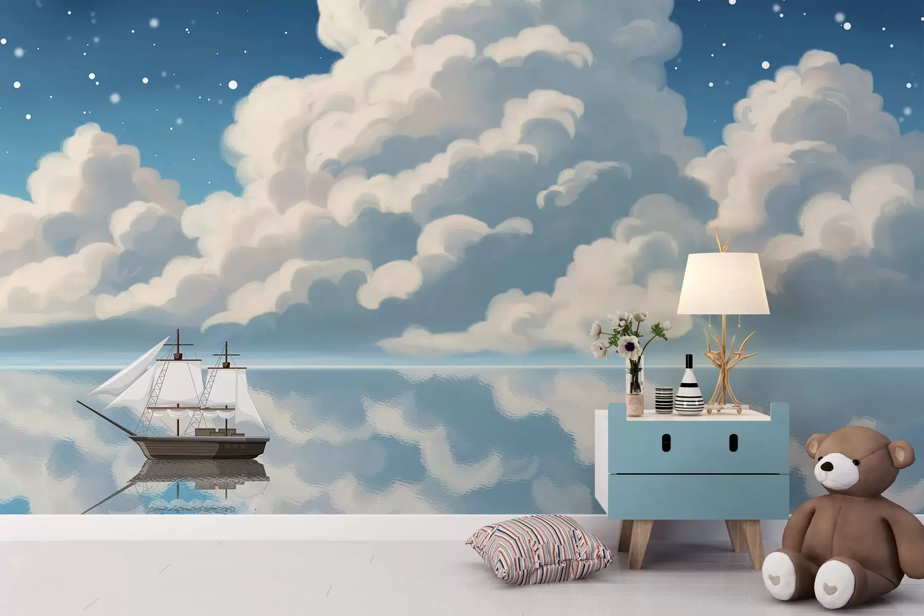 Papier peint photo Nuages épais au-dessus de l'eau w04996