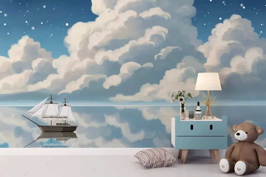 Papier peint photo Nuages épais au-dessus de l'eau w04996