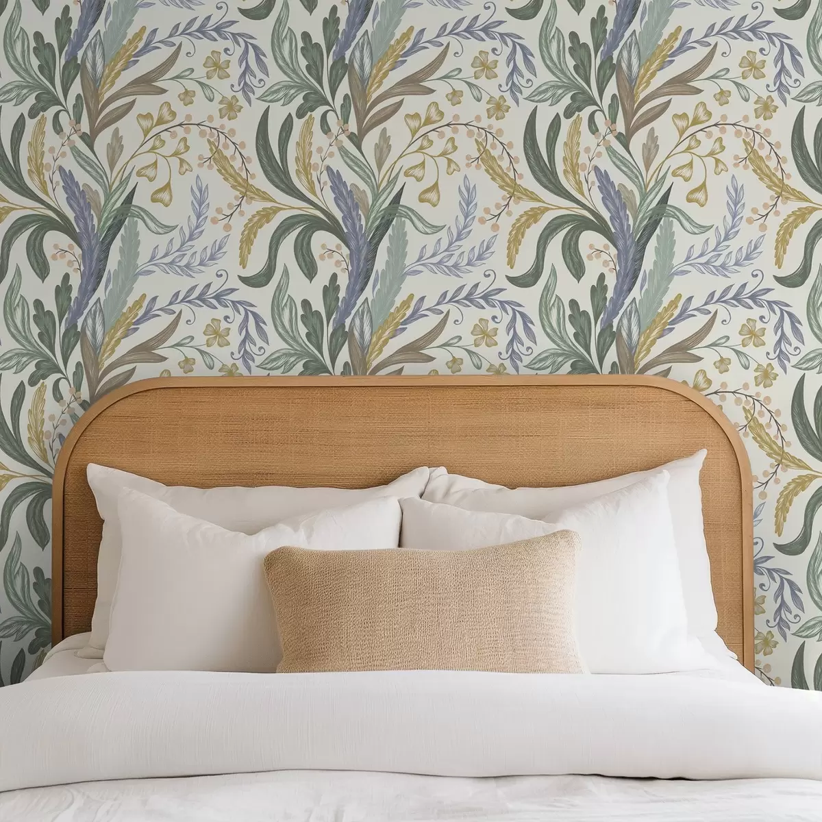 Papier peint Ornement floral luxuriant dans une palette de couleurs pastel douces a00939