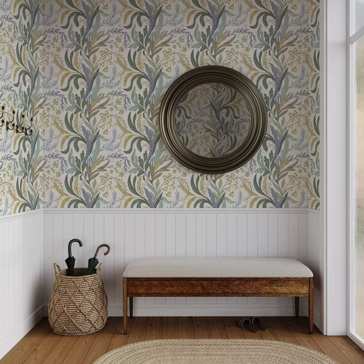 Behang Weelderig bloemenornament in een zacht pastelpalet a00939