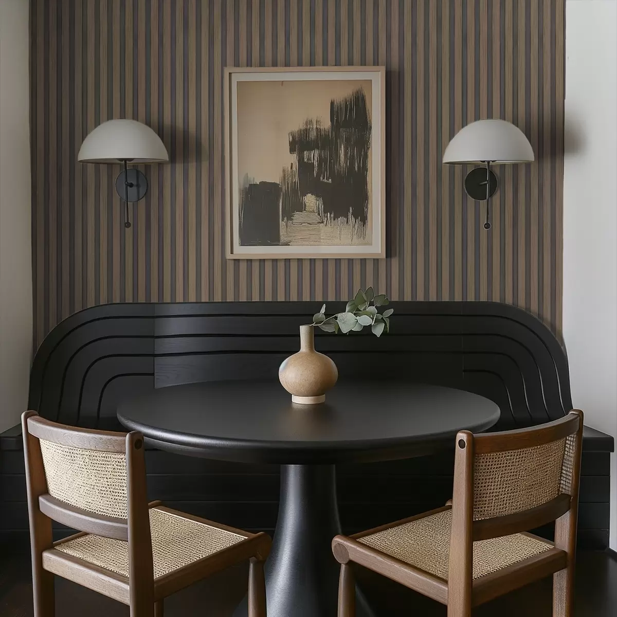 Papier peint Lattes verticales en bois et gris avec un rythme contrasté a00992