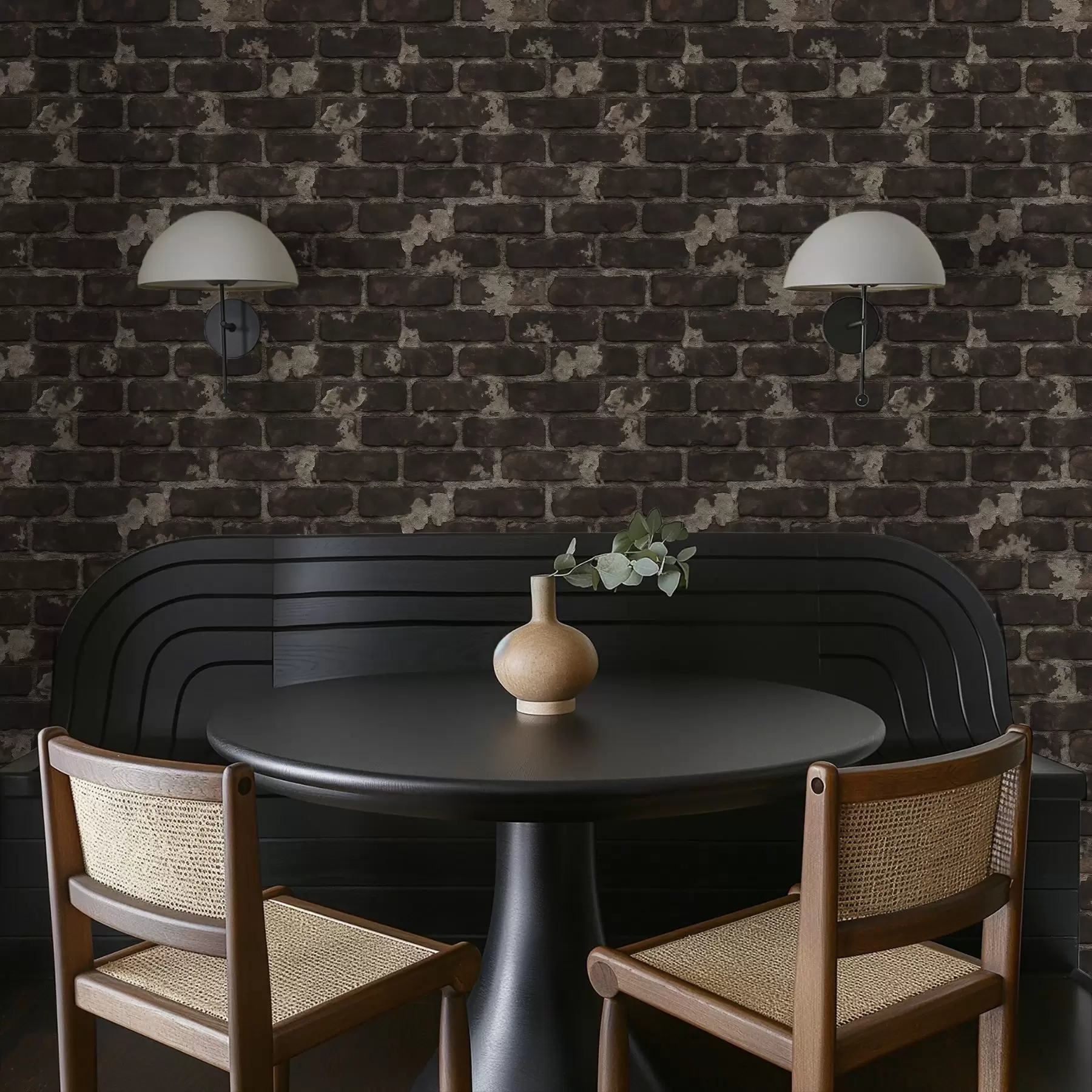 Fotobehang Donkere oude bakstenen muur met versleten plekken a01030