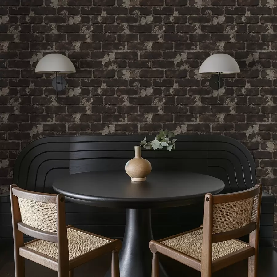 Papier peint photo Vieux mur de briques noirci avec des traces d'usure a01030