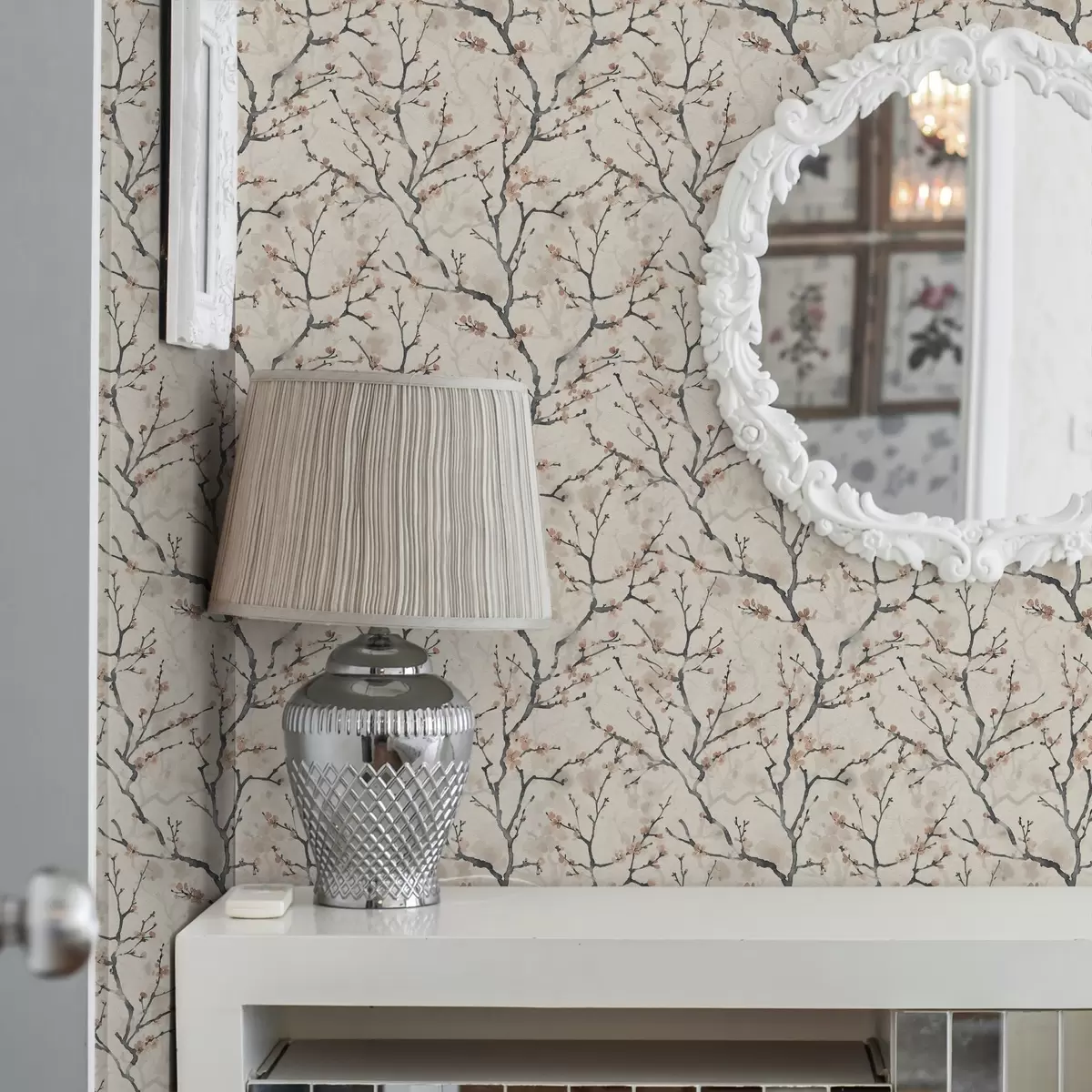 Papier peint Branches de cerisier aquarellées sur fond clair a01033