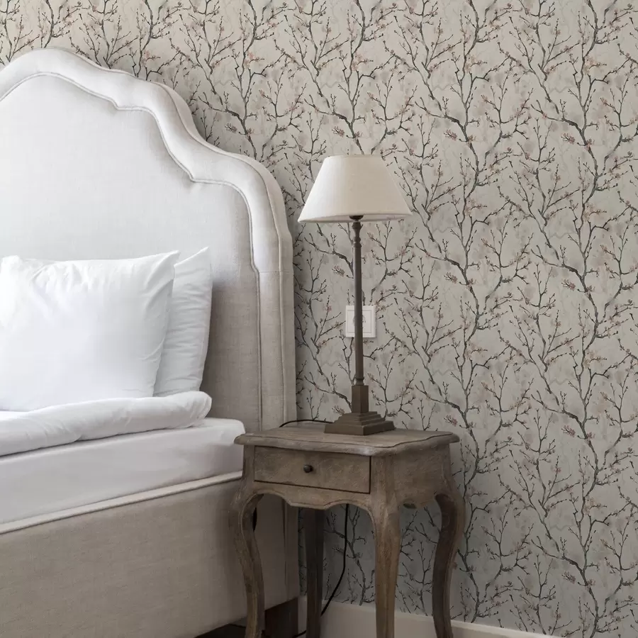 Papier peint photo Branches de cerisier aquarellées sur fond clair a01033