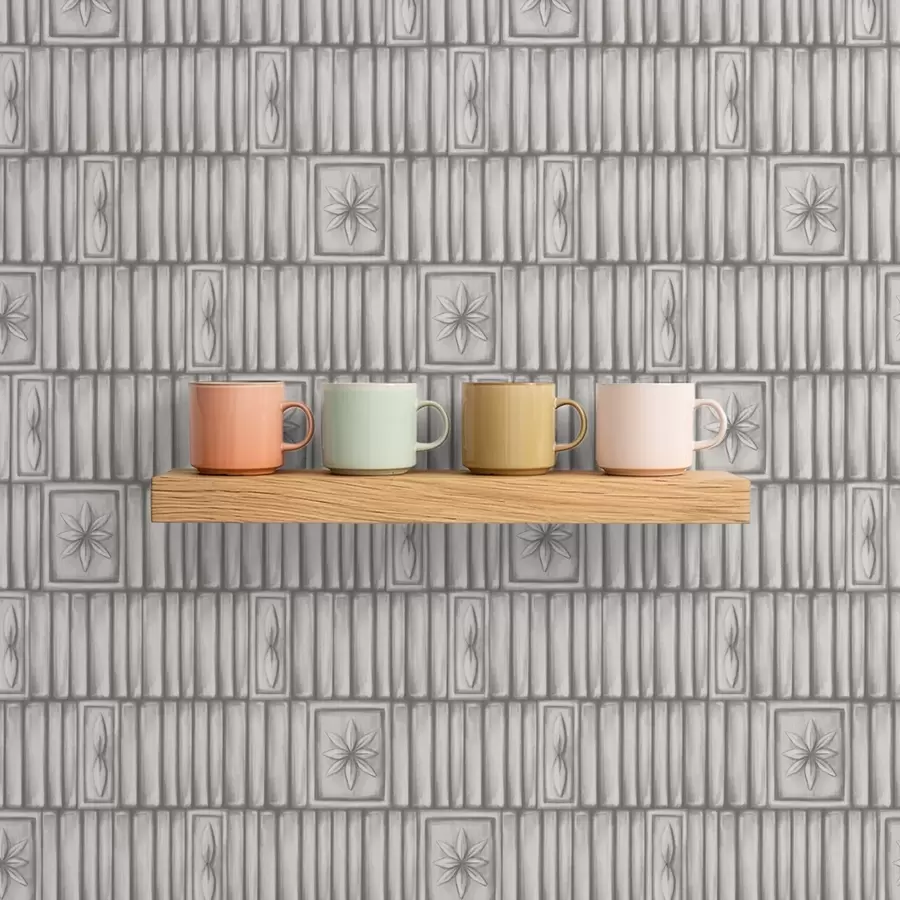 Papier peint photo Panneaux verticaux en relief avec inserts floraux graphiques a01058