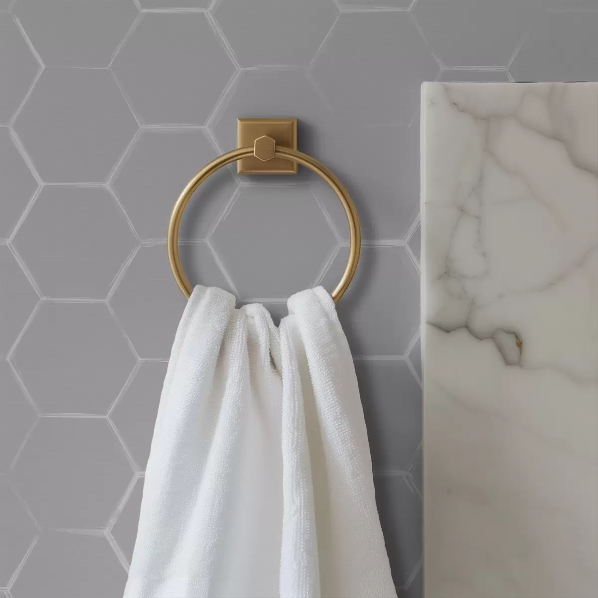 Papier peint Hexagones tridimensionnels gris clair avec ombres douces a01059v1