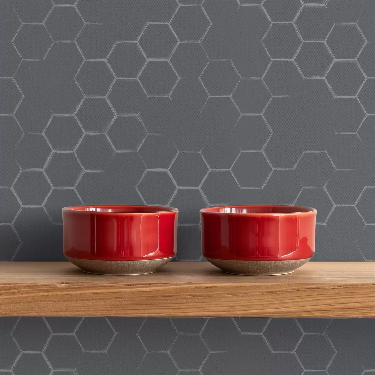 Papier peint Motif nid d'abeille graphite foncé avec profondeur a01061v1