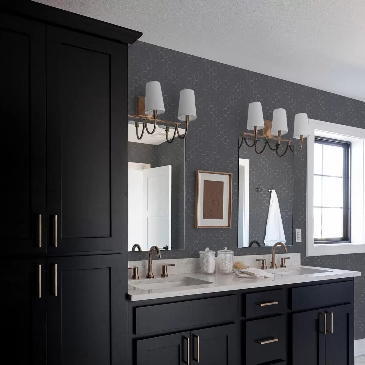 Behang Donker grafiet honingraatpatroon met diepte a01061v1