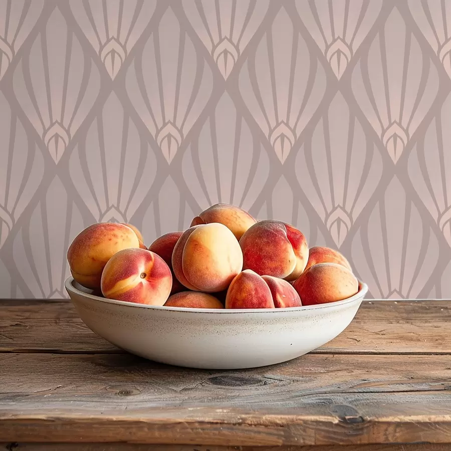 Papier peint photo Beige poudré Art déco avec des éventails doux a01064v1