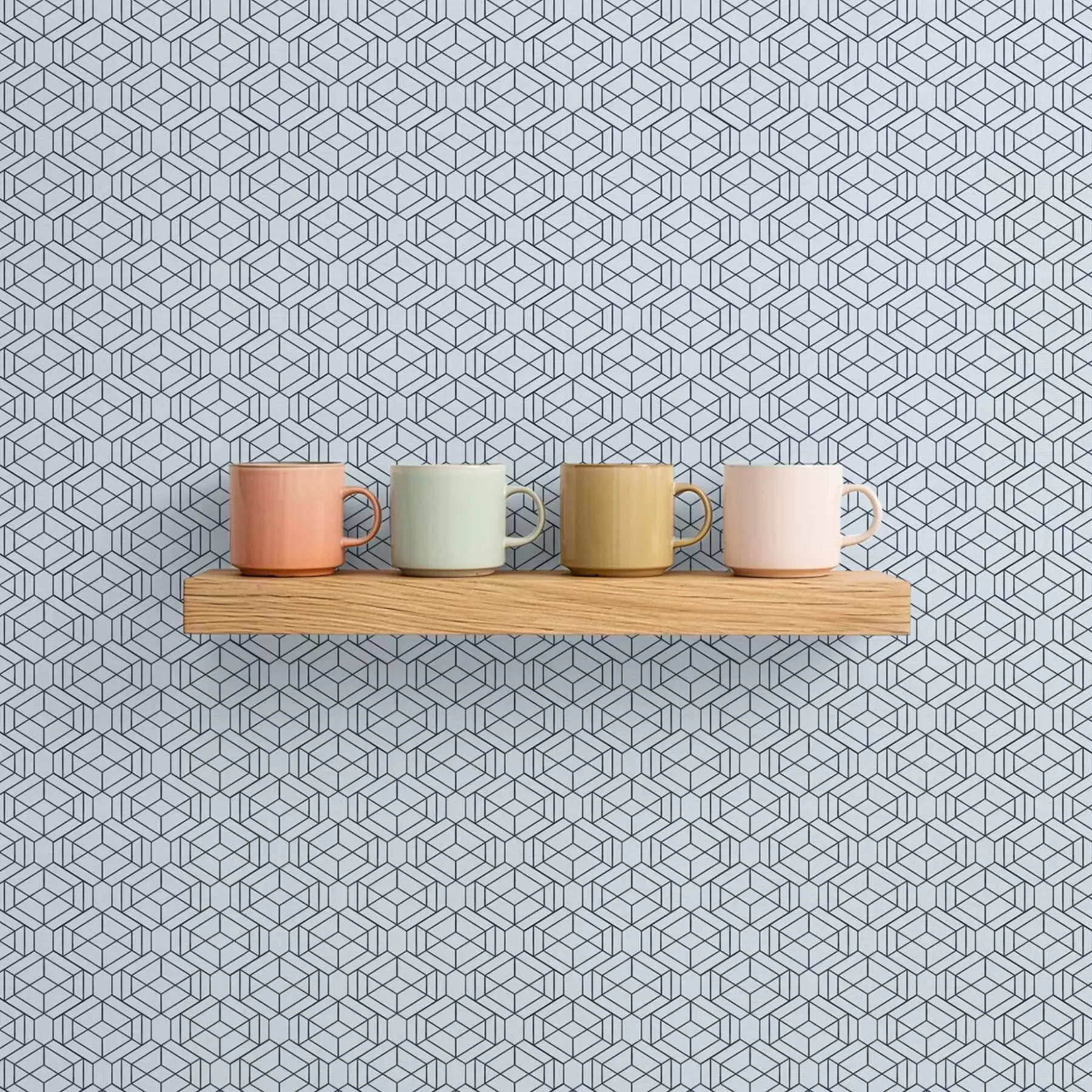 Fotobehang Lichtblauw geometrisch kubuspatroon a01066