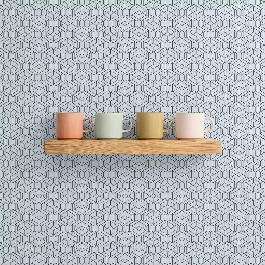 Papier peint photo Motif géométrique bleu clair en forme de cubes a01066