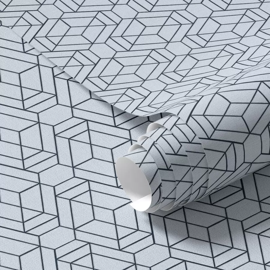 Fotobehang Lichtblauw geometrisch kubuspatroon a01066