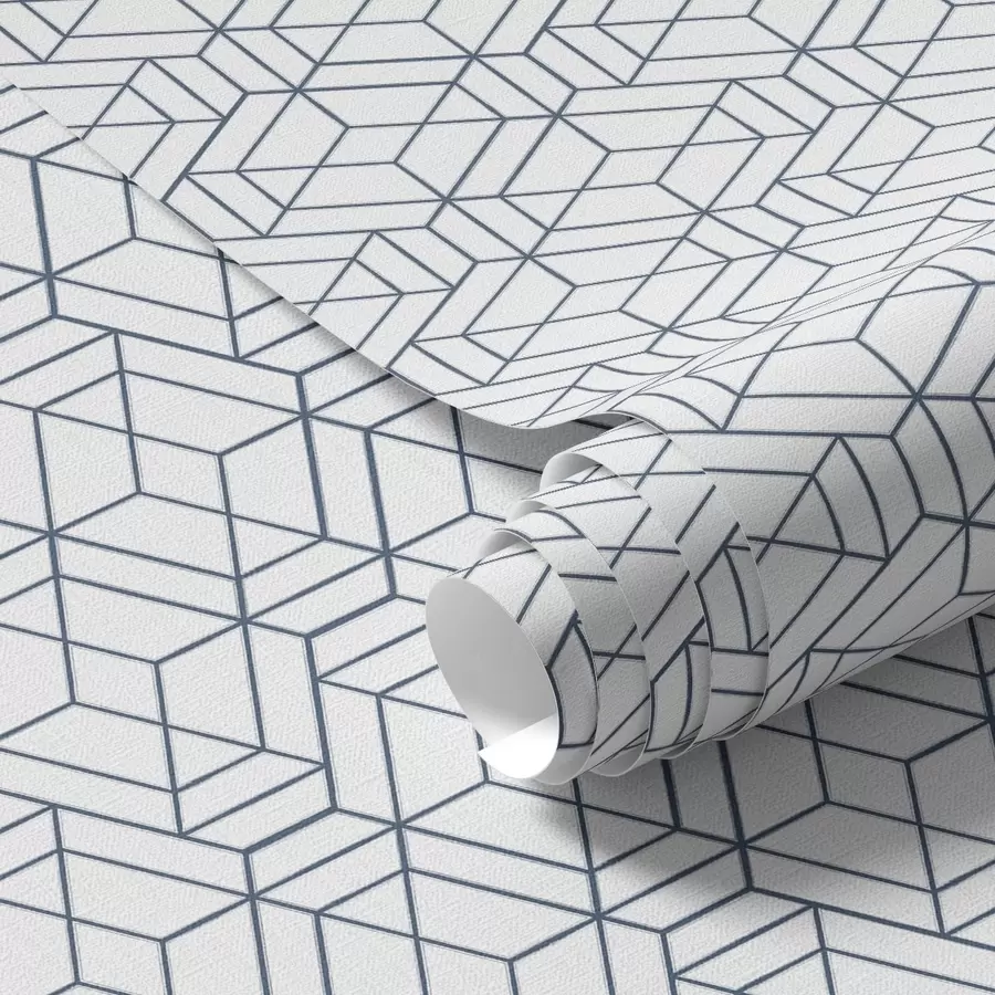 Fotobehang Witte achtergrond met blauwe driedimensionale geometrische kubussen a01067