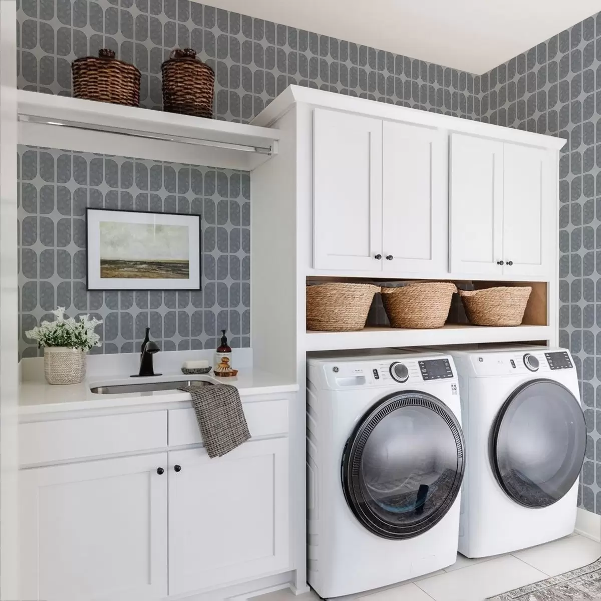 Papier peint Mosaïque grise avec arcs rectangulaires et texture douce a01068