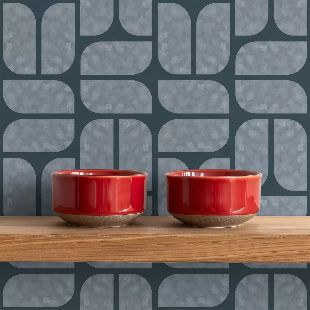 Papier peint Fond sombre avec mosaïque grise composée de modules arrondis a01069v1