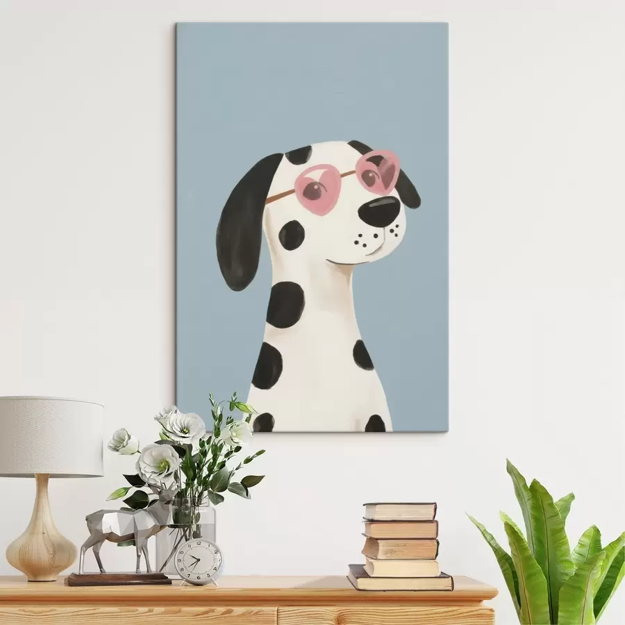  Peintures Chien avec des lunettes roses s46844