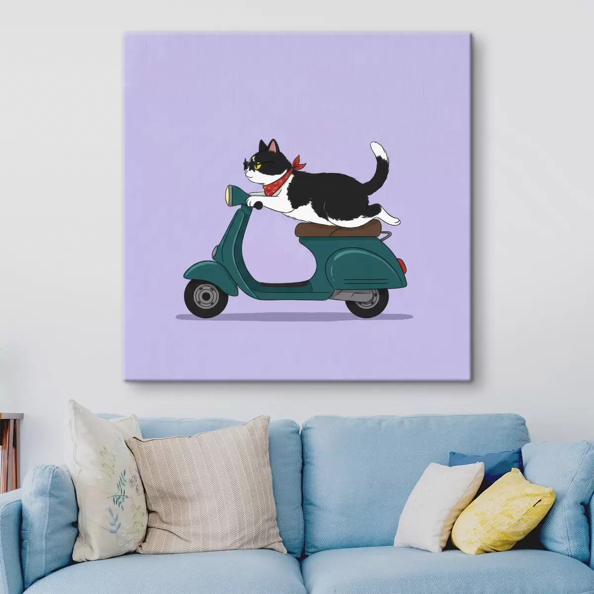  Peintures Chat sur un cyclomoteur s46847