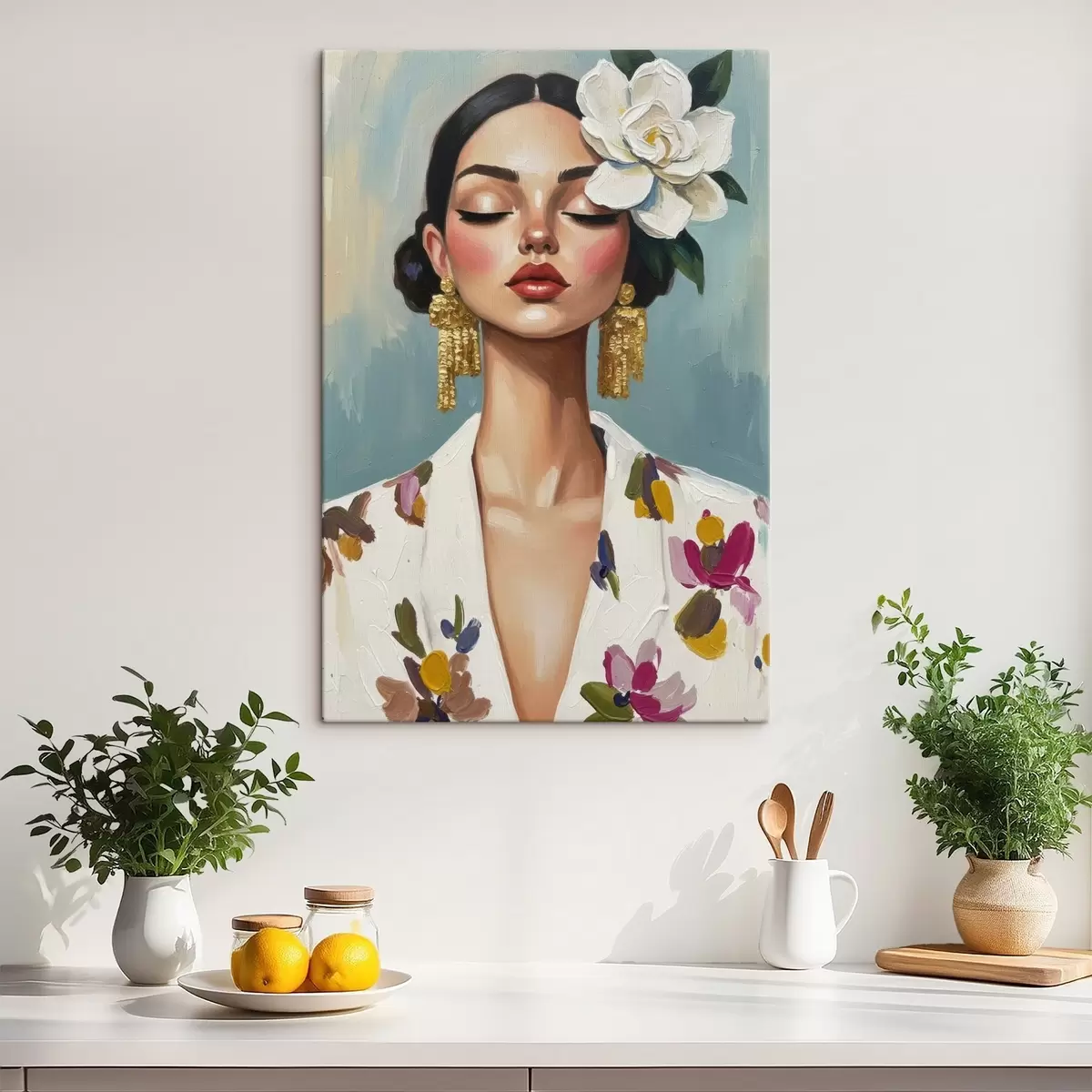  Peintures Fille avec une fleur dans les cheveux s46852