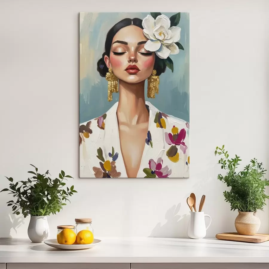  Peintures Fille avec une fleur dans les cheveux s46852