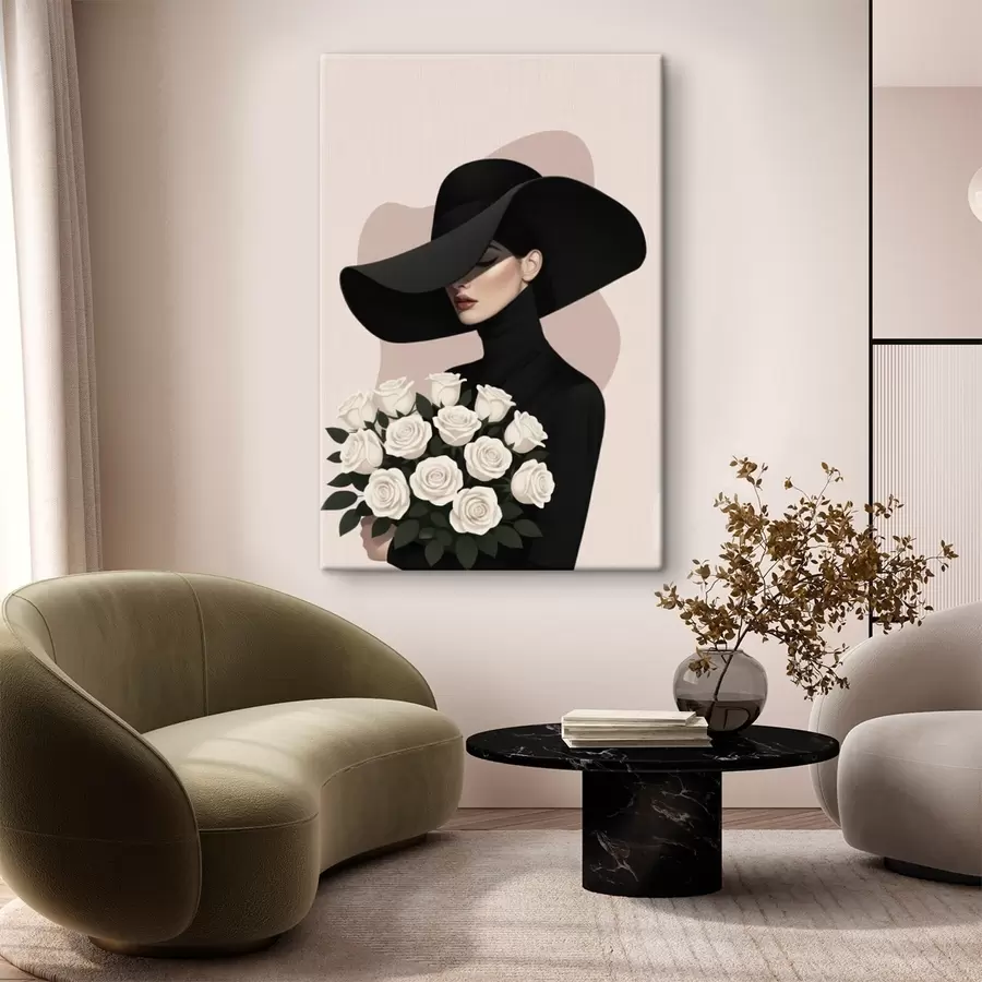  Peintures Fille avec un bouquet de roses s46854