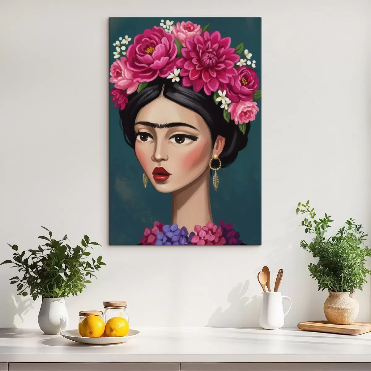  Peintures Fille avec des fleurs dans les cheveux s46857