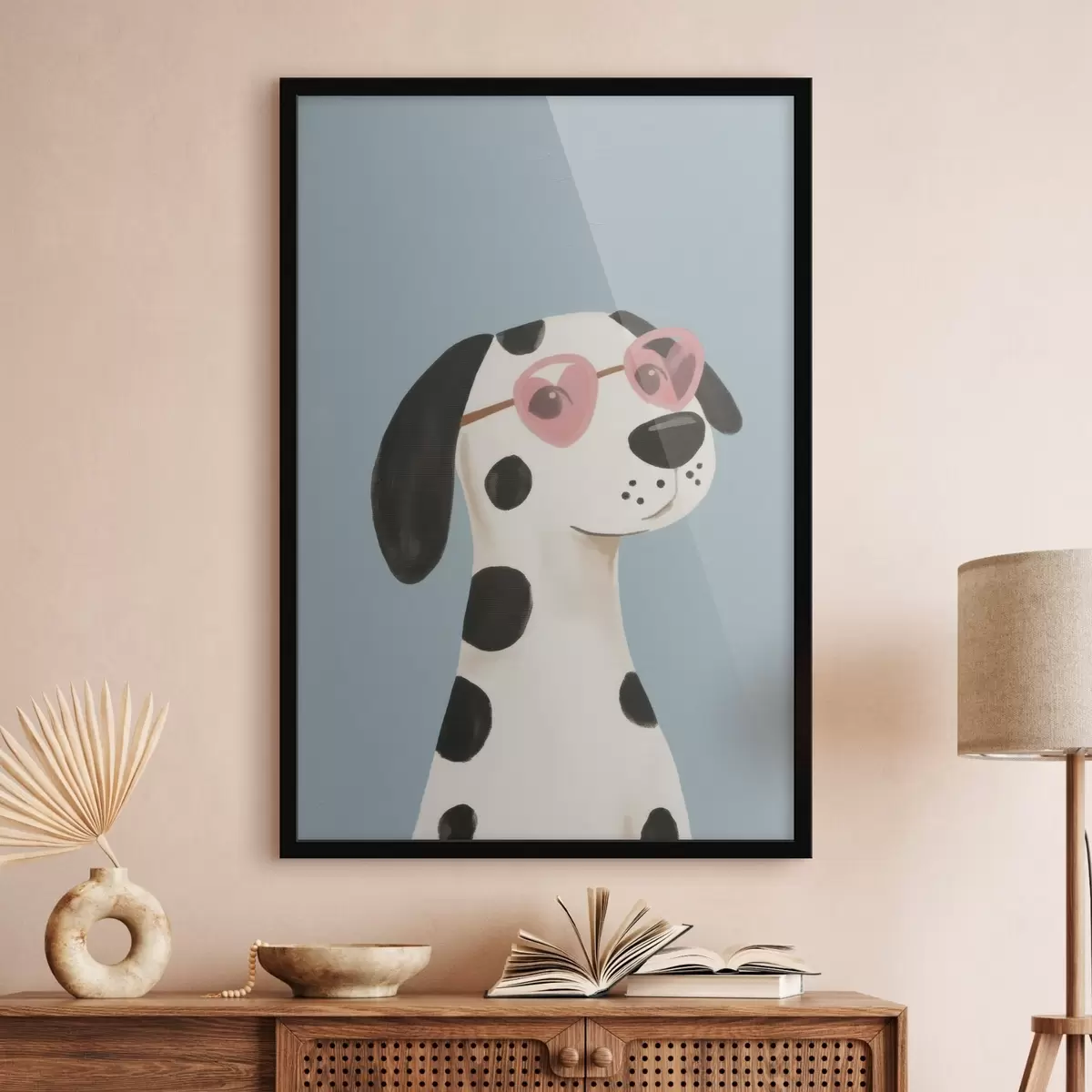 Affiche Chien avec des lunettes roses f46844