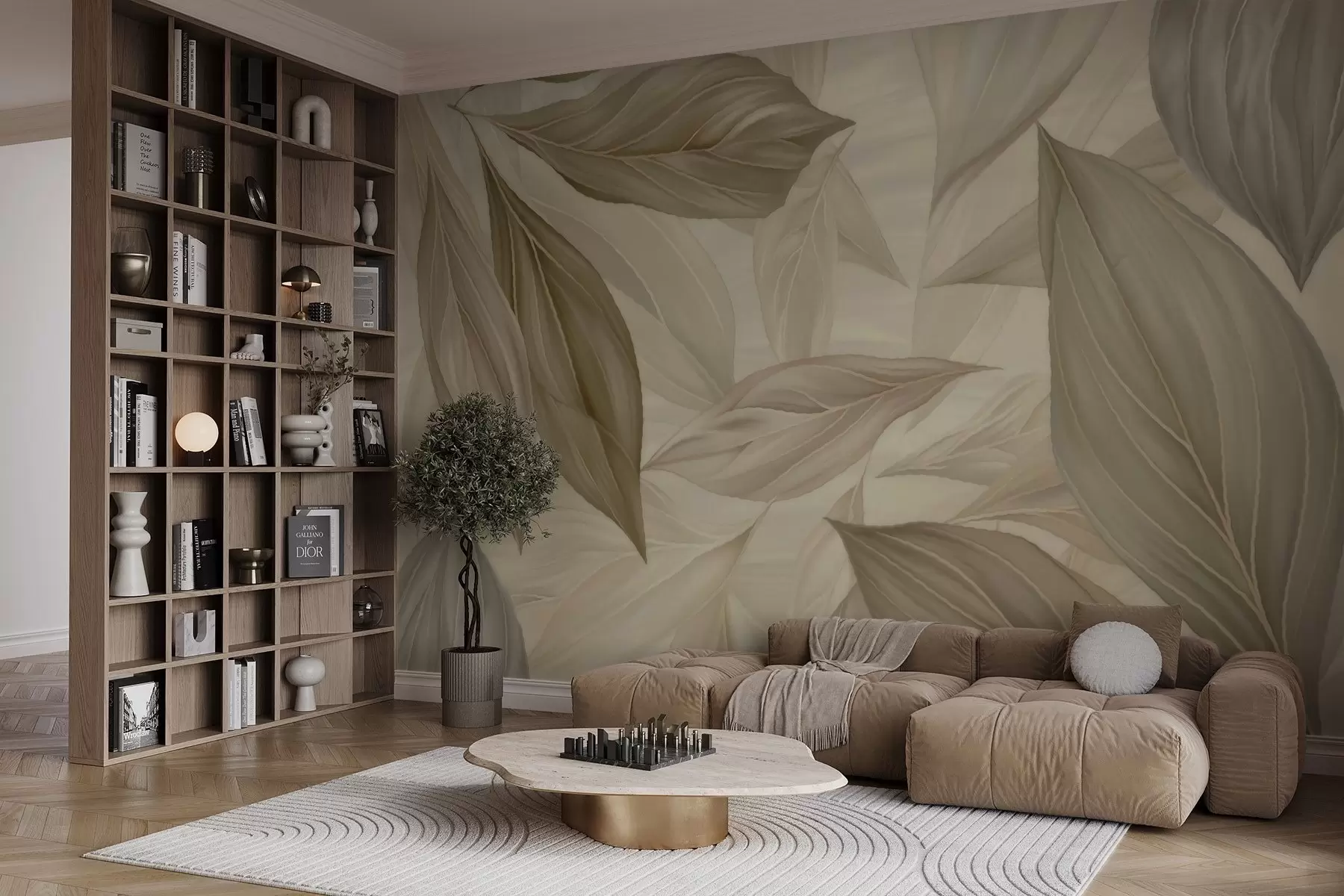 Fotobehang Abstracte delicate bladeren w04969