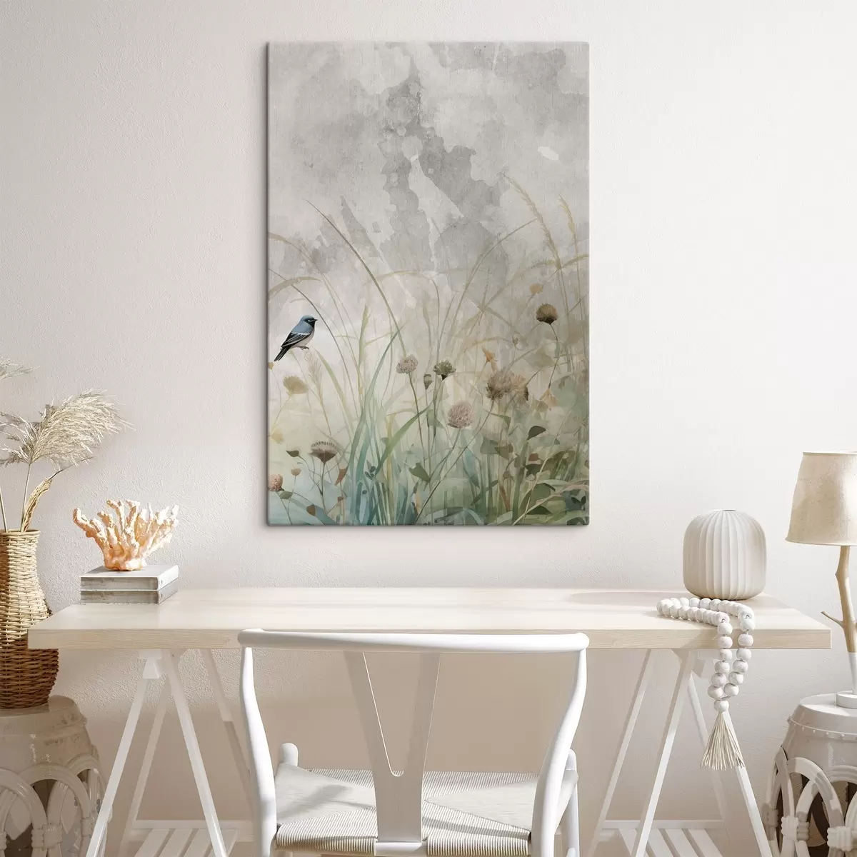  Peintures Oiseau sur des fleurs sauvages s46889