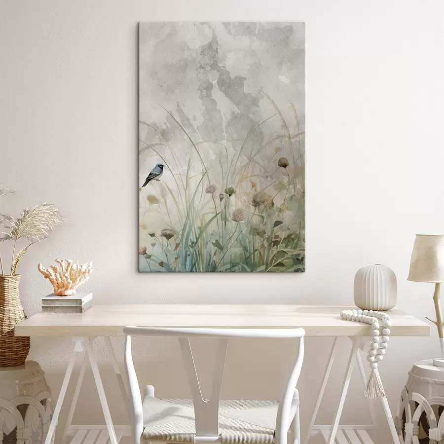  Peintures Oiseau sur des fleurs sauvages s46889