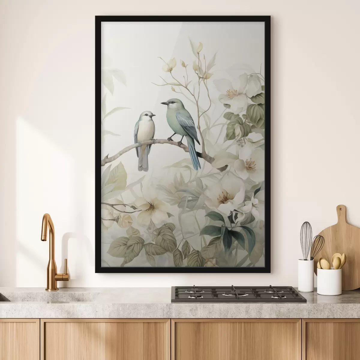 Affiche Deux oiseaux sur des branches de jasmin f46896