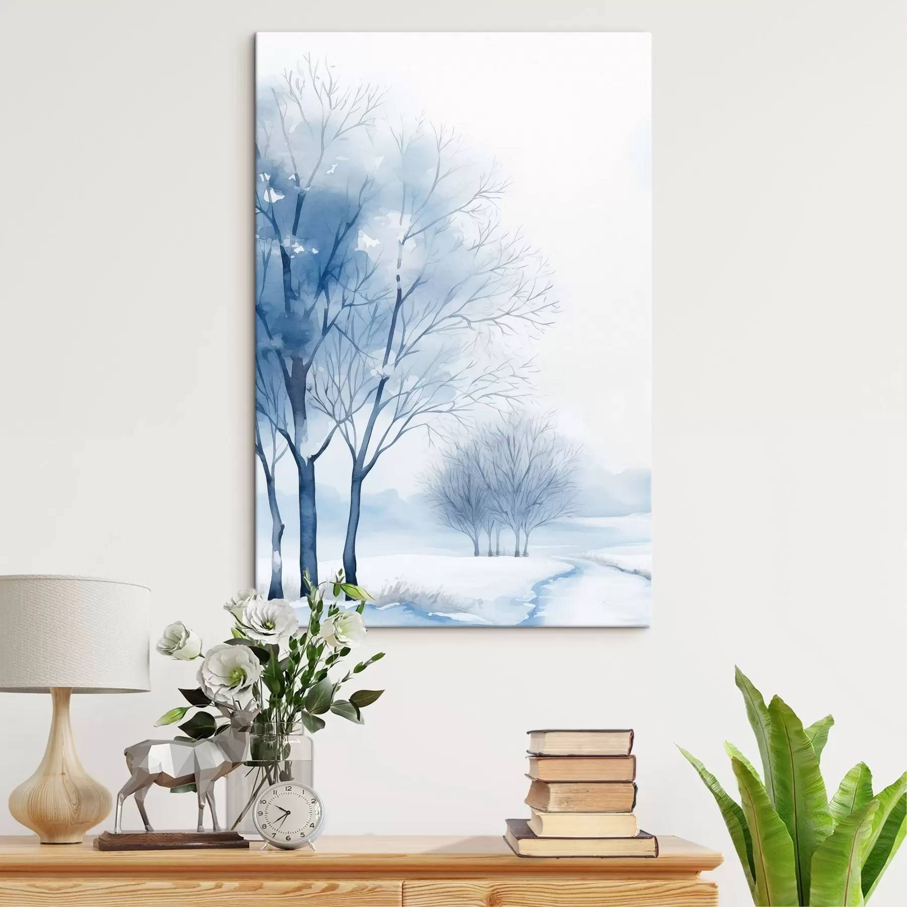  Schilderijen Met sneeuw bedekte bomen in het bos s46965