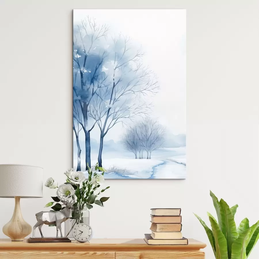  Schilderijen Met sneeuw bedekte bomen in het bos s46965