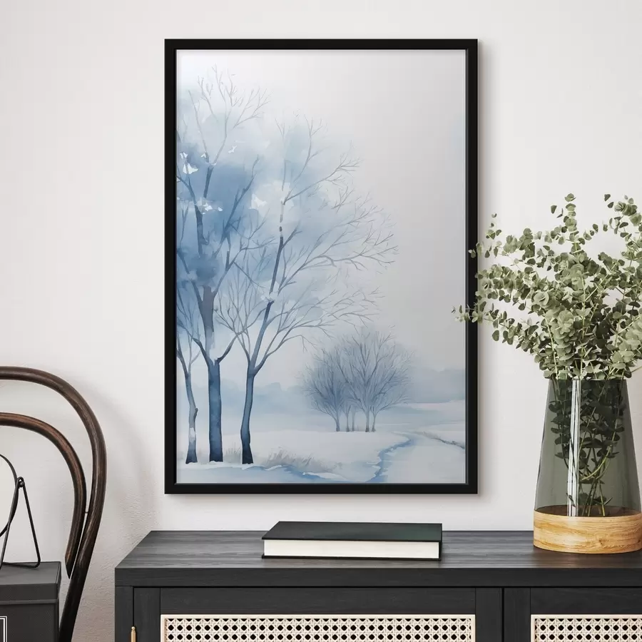 Fotobehang Met sneeuw bedekte bomen in het bos f46965