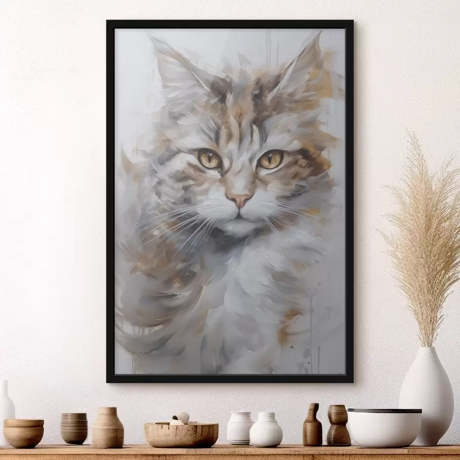 Fotobehang Kat imitatie schilderij f46833