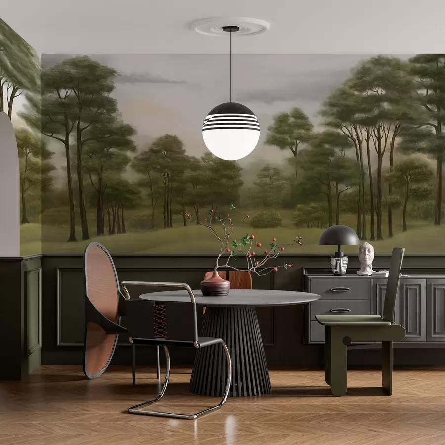 Papier peint photo Paysage forestier serein aux teintes douces w02193