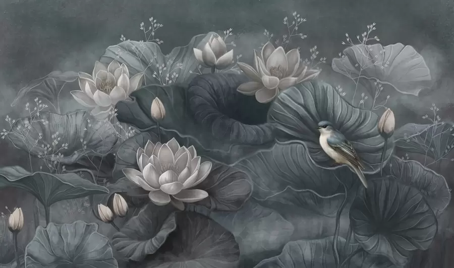 Fotobehang Rust te midden van de elegante bloemen van de natuur w02407