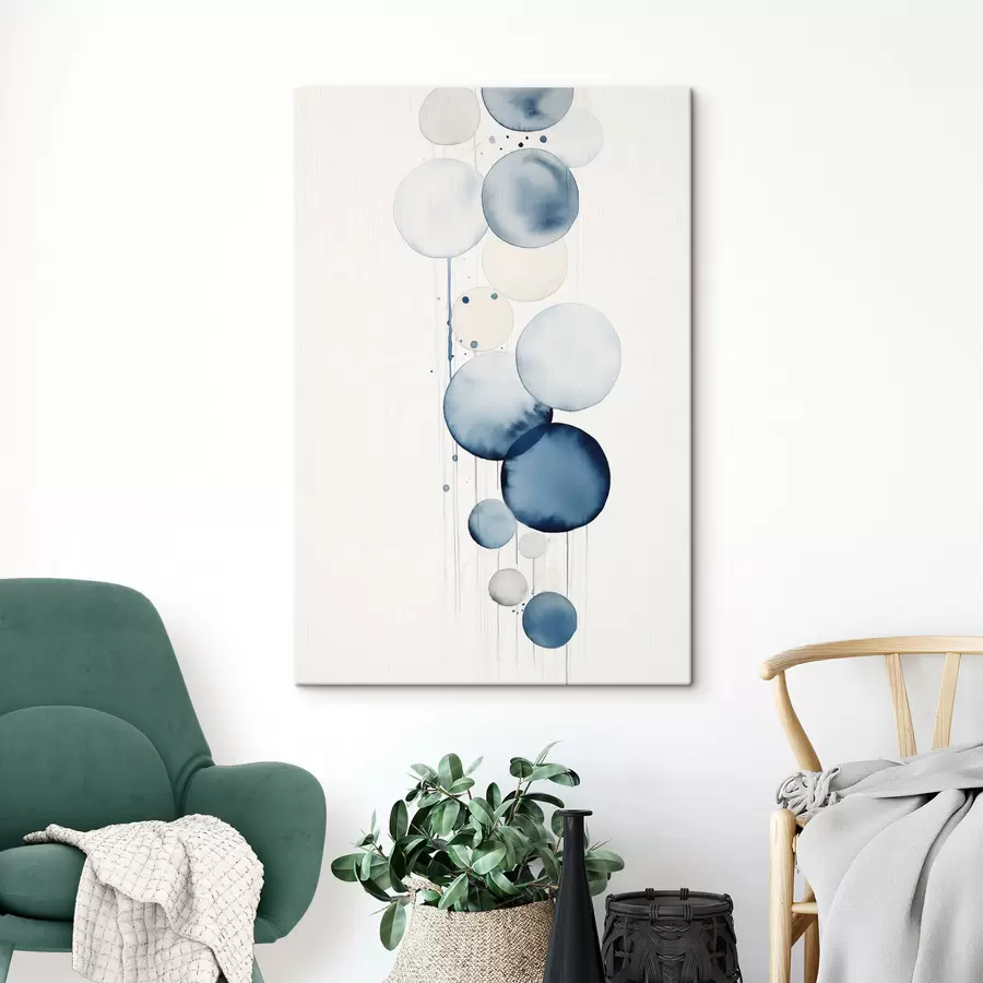  Peintures Textures abstraites bleues et blanches de différentes tailles, sur fond blanc s47020