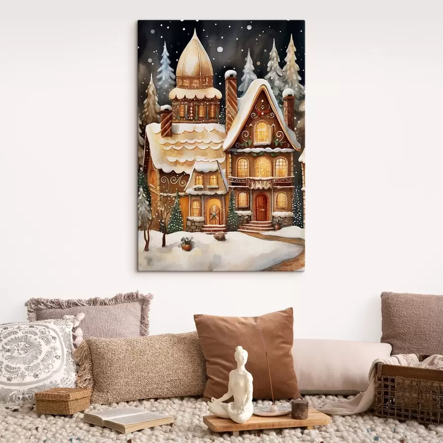 Papier peint photo Maisons enneigées dans la forêt s46985