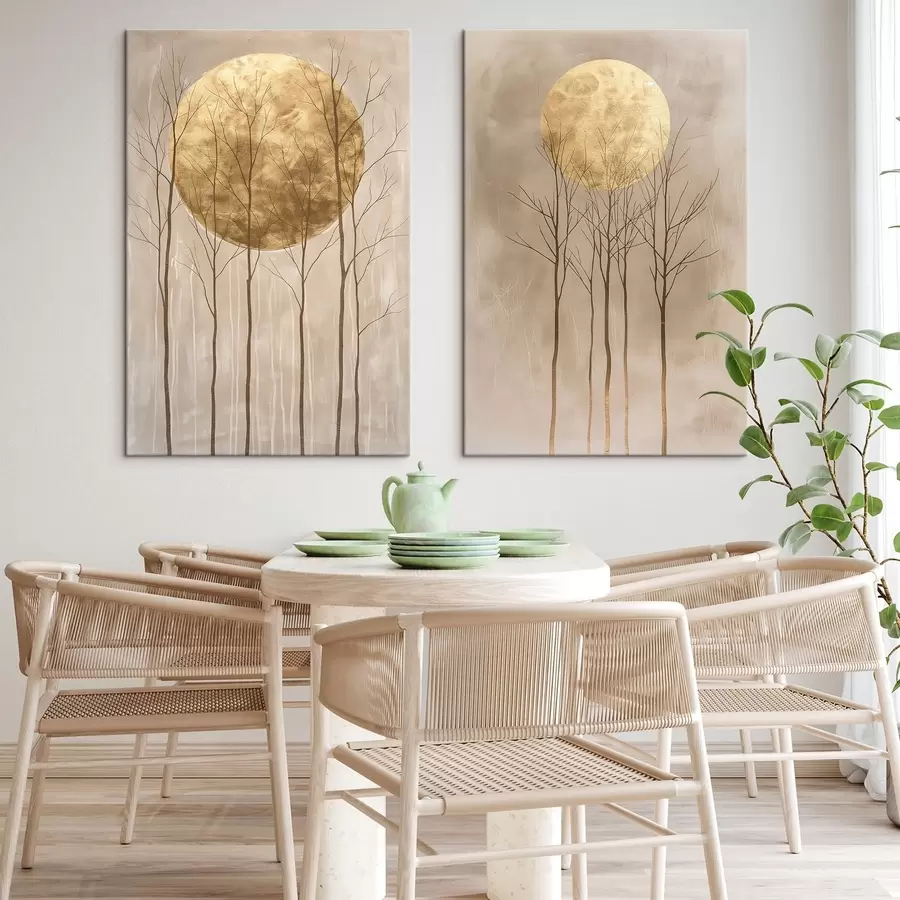  Peintures Arbres délicats et cercle m01137