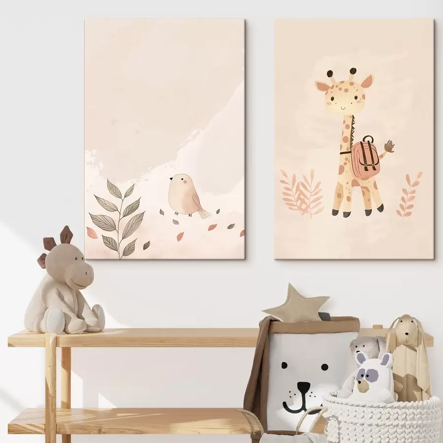  Peintures Girafe et oiseau m01148