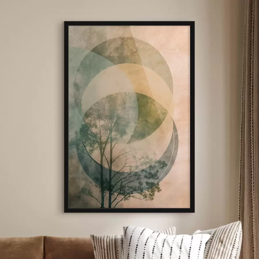 Papier peint photo Cercles et feuilles f47073