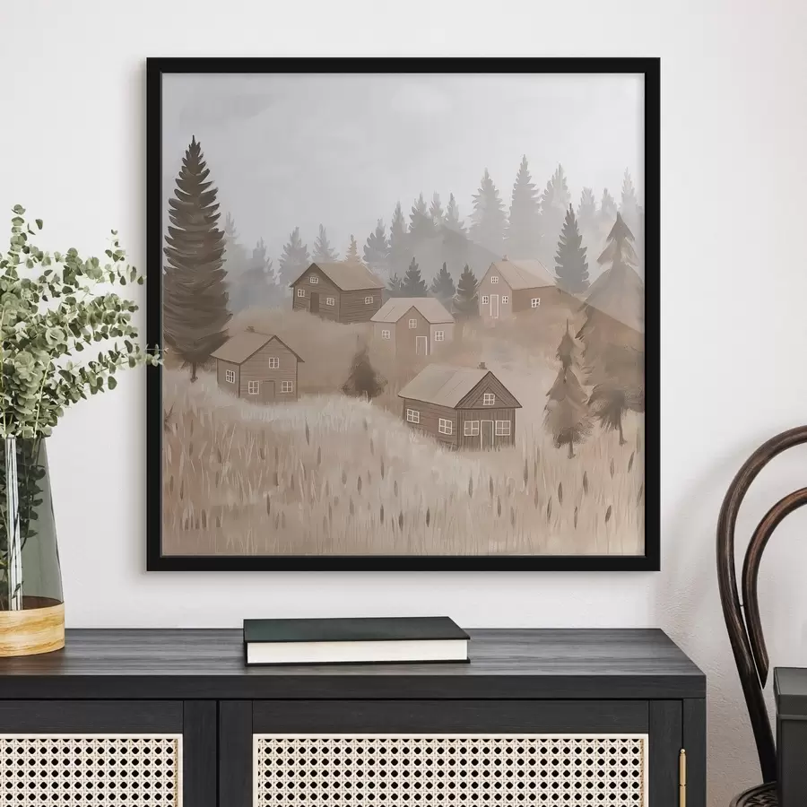 Papier peint photo Maisons dans la forêt f47075