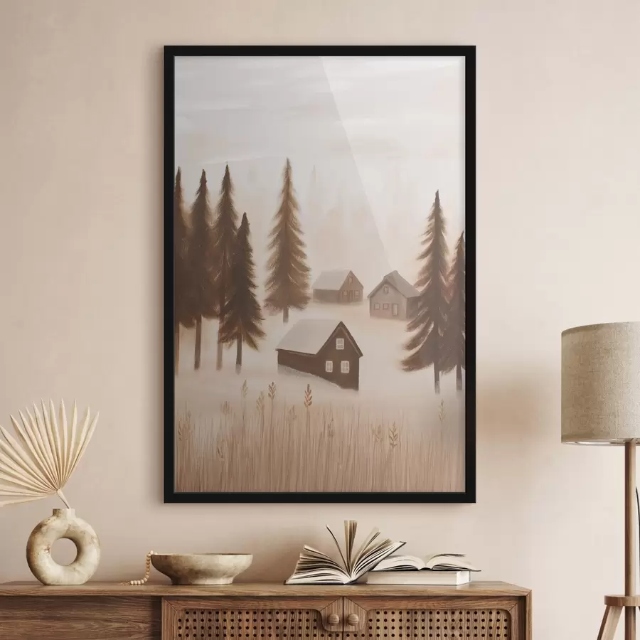 Papier peint photo Maisons dans la forêt f47077