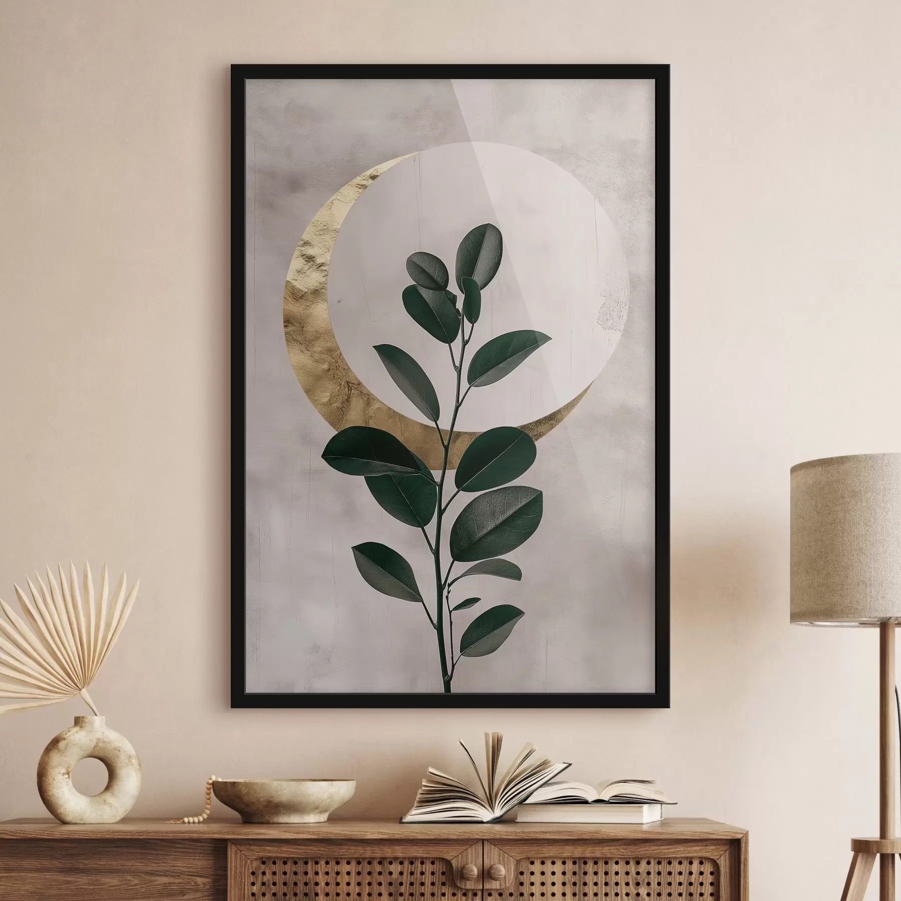 Fotobehang Bladeren en een halve maan f47085